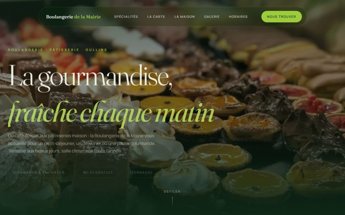 Page d'accueil du site de Boulangerie de la Mairie