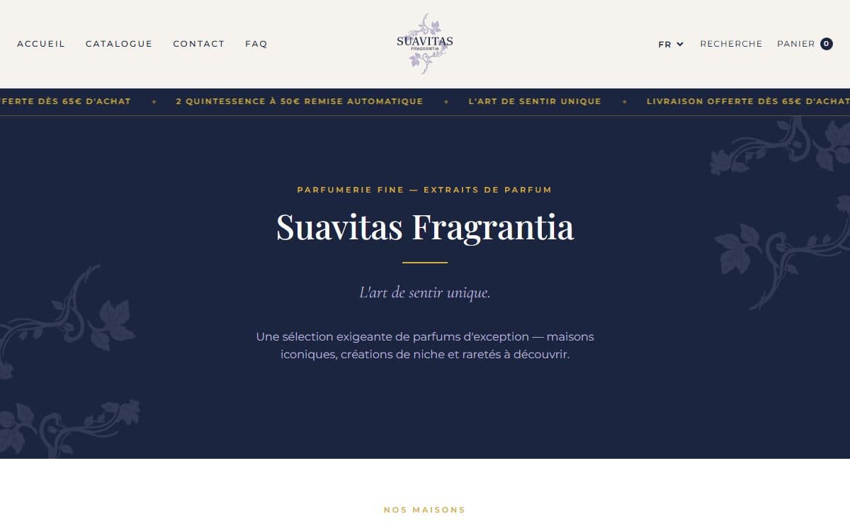 Page d'accueil du site de Suavitas Fragrantia